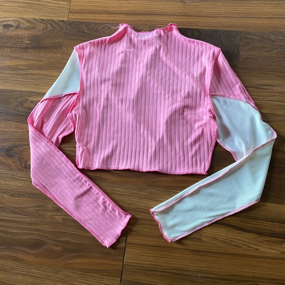 Pink Patchwork Crop Top - Picture 3 of 4